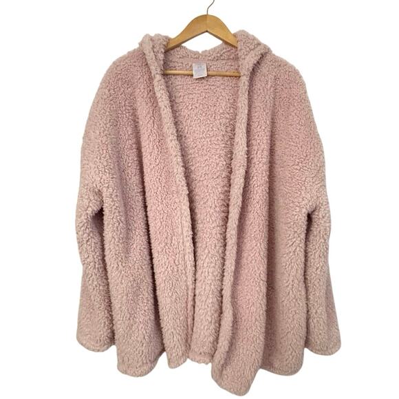 Secret Treasures Pink Sherpa Fleece Hooded Cardigan Jacket XL (16-18) Cozy - Picture 1 of 5